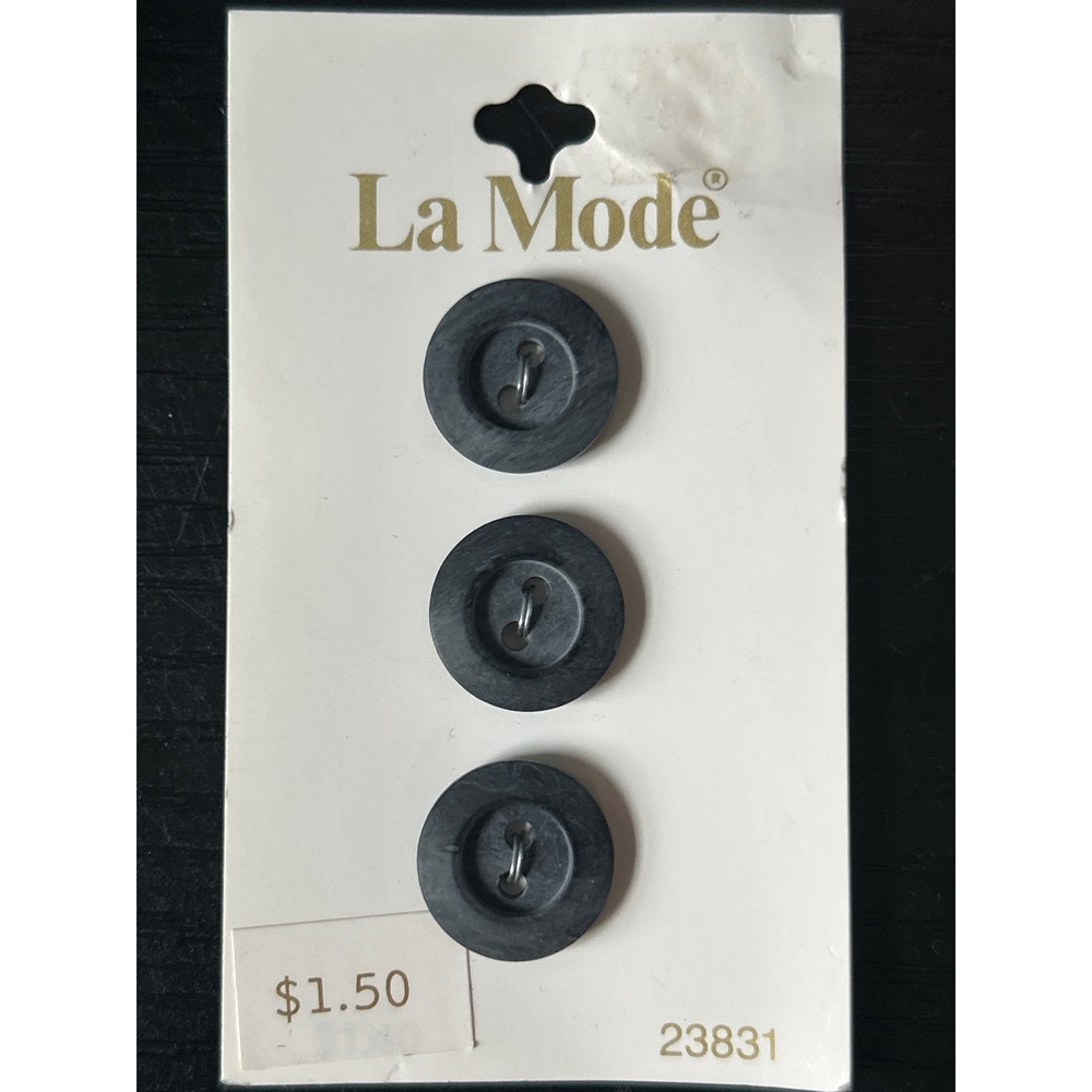 La Mode Vintage Grey Marbled Buttons‎ 16mm 5/8 Inch Made in Italy 23831 3 Count